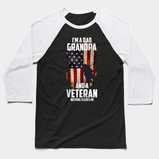 I am a Dad Grandpa and a Veteran Nothing scares me USA Baseball T-Shirt